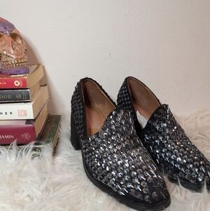 Jeffrey Campbell Metallic Sequin Studded Venice Loafers 6 Free People Collab